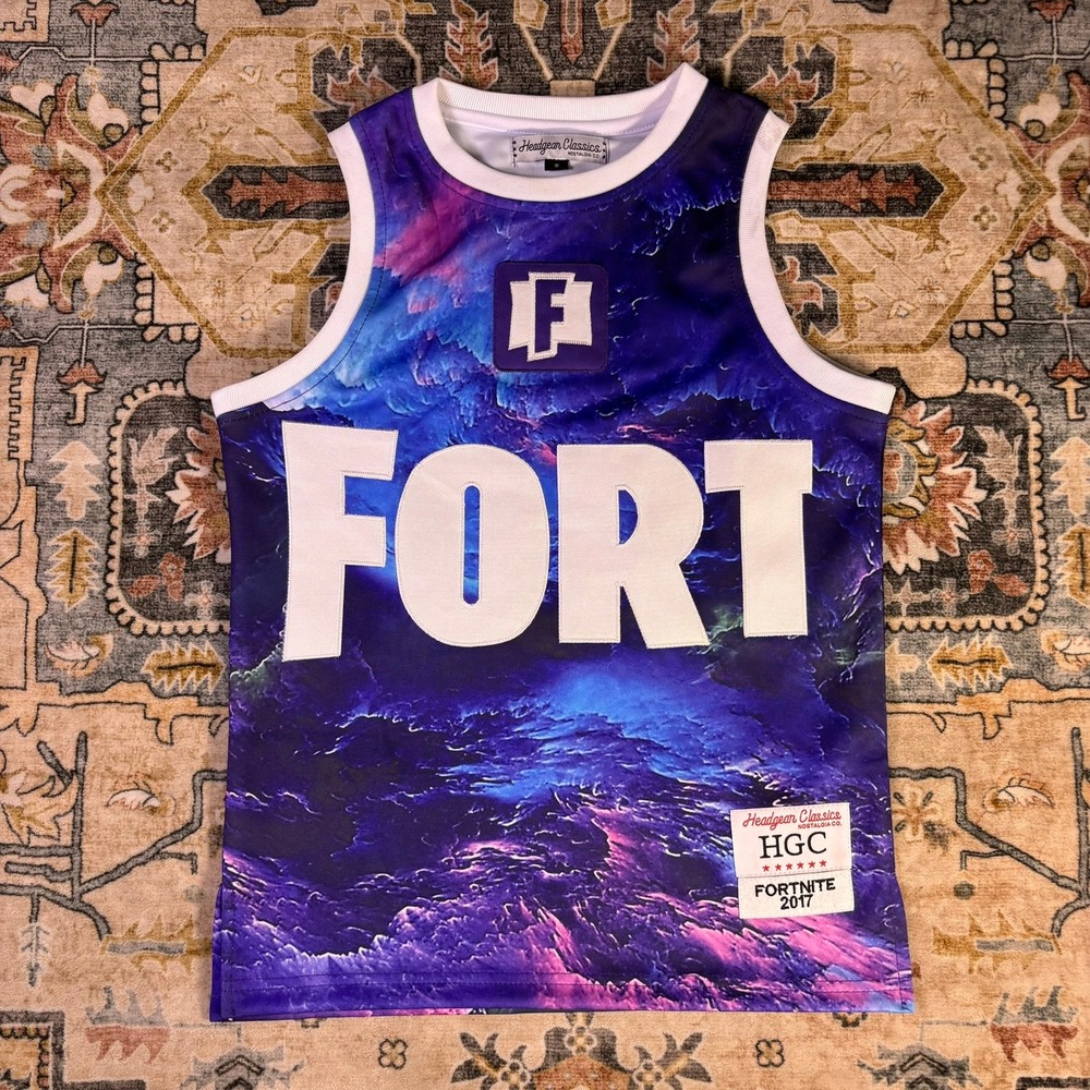 Headgear Classics Fortnite 2017 Basketball Jersey Galaxy Purple Blue Youth Small